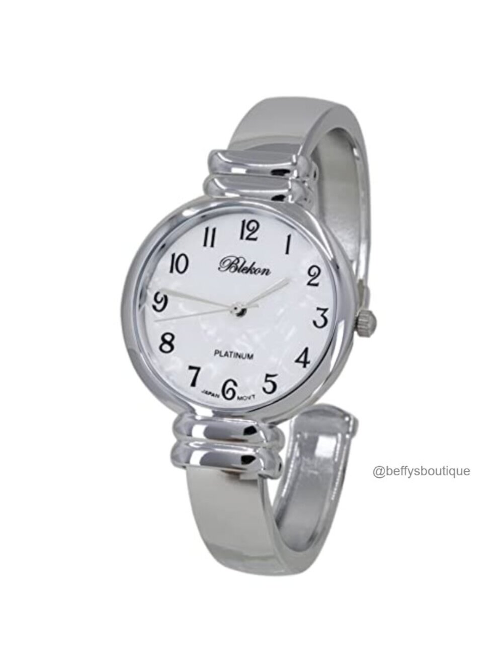 Mother of Pearl Cuff Watch Women 31mm Japanese Quartz Bangle Bracelet